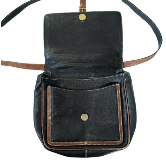 Bally Vintage Black and Brown Leather Crossbody Flap Front Bag - Picture 5 of 11